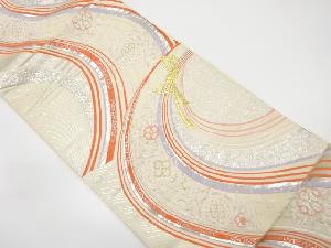 熨斗に華紋模様織出し袋帯